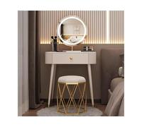 Compact Makeup Vanity with Mirror & Lighting White Space Saving Storage 60cm 70cm 80cm No Stool Stylish Design for Bedroom & Dressing Room