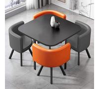 Compact Metal Reception Desk & Dining Table Set with Chairs Ideal for Home Living Room Balcony Office Modern Design (ge 80cm/31in)