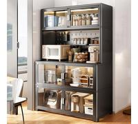 Compact Microwave Stand with Wheels, Metal Kitchen Baker's Rack, Freestanding Storage Shelf & Buffet Sideboard for nized Kitchen & Dining Room Use