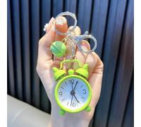 Compact Mini Alarm Clock Keychain Pendant Made of Alloy with Unique Creative Design for Car Keys Bag Backpack Decoration (green)