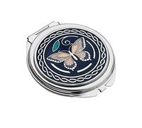 Compact Mirror Enamelled Butterfly Design In Purple & Lilac