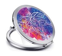 Compact Mirror for Women,Round Mini Pocket Travel Makeup Mirror,Pretty Portable Folding Small Pocket Mirror for Handbag,Purse,Double Sided Handheld Pocket Mirror (Silver Beautiful Mandala)