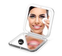 Compact Mirror Magnifying Pocket Mirror 10X Small Travel Folding Mirror for Handbag Square 3.5 inch (Silver)