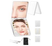 Compact Mirror, Rechargeable 30X Magnifying Mirror with 3 Lighting Modes & Dimmable Brightness, Portable Travel Makeup Mirror with Light, Essentials for Travel, Pocket, Purse, Gifts for Women White