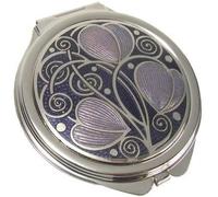 Compact Mirror - Rennie Mackintosh Leaves & Coils Design - Purple/Lilac