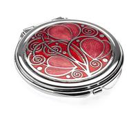 Compact Mirror - Rennie Mackintosh Leaves & Coils Design - Red/Fushia