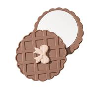 Compact Mirror - Waffle Pattern Portable Travel Mirror | Round Hand Held for Makeup Accessories | for Travel, Shopping, Travelling, Home to Work, Outdoor Activities, Light coffee, Se référer au