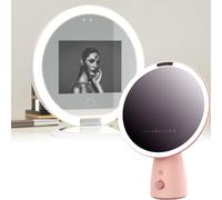 Compact Mirror with Camera, Sunscreen Testing Mirror, 1+8 Scene Lighting Modes, AI Voice Interaction/skincare Personal Training, Makeup And Sunscreen Detection,A