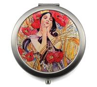 Compact mirror with Vintage Four Seasons Design, Stainless Steel, Gift Box included | Pocket magnifying mirror