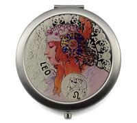 Compact mirror with Zodiac Sign Design, Stainless Steel, Gift Box included | Pocket magnifying mirror