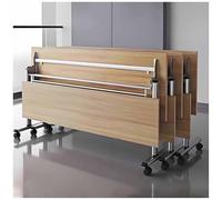 Compact Mobile Seminar Desk with CastersFolding Conference Table for Office Classroom & Shared WorkspaceSpaceSaving Rectangular Meeting Table