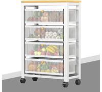 Compact Mobile Storage Cabinet with Slide-out Shelves, Rolling Utility Cart for Efficient Kitchen and Bathroom Organization