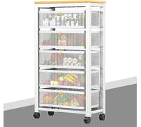 Compact Mobile Storage Cabinet with Slide-out Shelves, Rolling Utility Cart for Efficient Kitchen and Bathroom Organization