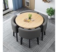 Compact Modern Coffee Table and Nesting Chair Set for Small Offices, Reception Areas, and Meetings - Space-Saving Round Table and Negotiation Chairs