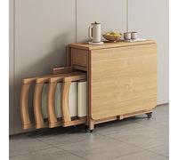 Compact Modern Folding Wooden Dining Table Set with 4 Chairs Space-Saving Design for Kitchen & Dining Room Includes Convenient Storage Drawer 55.11cm x 31.4cm x 2cm