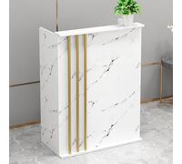 Compact Modern Reception Desk with Lockable Drawers Wooden Cashier Counter for Small Spaces Retail Checkout Stand Front Office Table for Salon Spa Bar (Black)