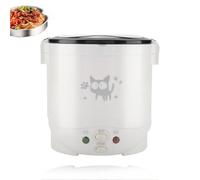 Compact Multifunctional Rice Cooker 12V Electric Lunch Box Portable for Car Travel Camping White