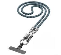 Compact Neck Lanyard With Integrated 240w Usb-c Charging Line For Rapid Power And File Using Strong Zinc Alloy Connector And For Braided Sleeve Blue(120cm Black)