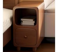 Compact Nightstand Slim Solid Wood Side Table with Drawers & Open Storage for Small Spaces Functional & Stylish (Brown 25 cm)