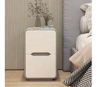 Compact Nightstand with 2 Drawers Modern Invisible Handle Ideal for Small Spaces Perfect for Bedroom Living Room Study (Light Gray & White 35x40x48cm)