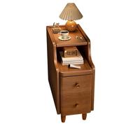 Compact Nightstand with Dual Drawers and Sliding Shelf, Space-Saving Bedside Table for Modern Bedrooms and Living Areas