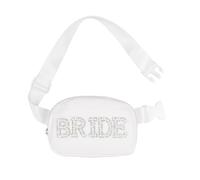 Compact Nylon Bridal Chest Bag Pearls Letter Bride Mrs Detachable Strap for Ceremony Reception Multi Functional Wedding Waist Bag