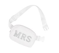 Compact Nylon Bridal Chest Bag Pearls Letter Bride Mrs Detachable Strap for Ceremony Reception Multi Functional Wedding Waist Bag