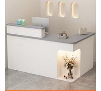 Compact Office Counter Desk Counter Modern Front Lockable Drawers,L-Shaped Reception Desk with LED Light, Lockable Drawer（Multicolored+gray,100cm）
