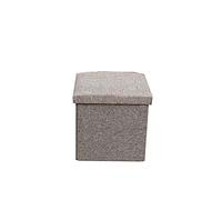 Compact Ottoman Bench with Storage - 38x38x38cm Linen Pouf Portable Footstool for Living Room Couch Dorm & Office Removable Lid Ideal for Dogs & Small Spaces