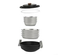 Compact Outdoor Cooking Kit 26x11.5cm Nesting Design | Locking pressure lid, seals flavors, accelerates cooking time, serves 3-5 people, for durable steel build