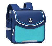 Compact Oxford School Backpack with Flap and Side Pockets, Compact Format with Top Handle, Wide Front Flap with Bright Contrast Trim, Four Colour Variations, navy, 32x26x14, Rucksack Backpacks
