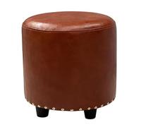 Compact Padded Round Footstool Ottoman, Small Multi-Purpose Stool for Living Room & Bedroom, Lightweight