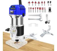 Compact Palm Router Tool, 800W Handheld Wood Edge Trimmer, 30,000 RPM, Includes 15PCS 1/4" Router Bits for Woodworking & Precision Cutting