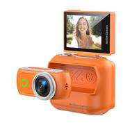 Compact Panoramic Action Camera Anti-Shake Portable Outdoor Travel Camera 2.0in Flip Screen With Magnetic Neck Strap for First-person View Shooting (Orange)