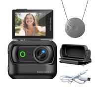 Compact Panoramic Action Camera Anti-Shake WiFi Mini Sports Camera 2.0in Flip Screen with Magnetic Neck Strap for First-person View Shooting