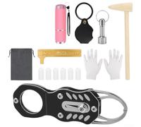 Compact Pink Metal Tester Kit For Precious Coins Featuring Resonance For Ping Test Function With Foldable Magnifier And Stainless Steel Hammer Tool