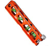 Compact Pocket Level Tool Strong Magnet Base for Metal Surfaces - for mini for spirit Level 3 Bubble Vials Horizontal Vertical Check Grooved Nose DIY Carpentry Kit 16cm Orange(D)
