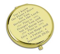 Compact Pocket Makeup Mirror for Christian Inspirational Religious Gifts for Friends Daughter Goddaughter Bible Verse Religious Gifts for Girls Motivational Baptism Gift Folding Makeup Mirror for Her