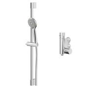 Compact Polished Vertical Thermostatic Bar Valve with Avon Shower Slide Rail Kit | Chrome | Stainless Steel | 110mm x 670mm x 88mm