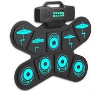 Compact Portable Electronic Drum Kit with Dual Speakers, 7 Tones, Metronome, Temperature Control and Demo Songs