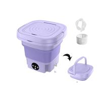 Compact Portable Washing Machine, Small Washing Machine for Apartments 8L with Spin Dry and Drainage Pipe, Personal Washing Machine Mini for Underwear,Socks,Towels,Purple