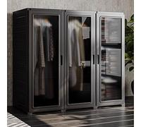 Compact PP Material Wardrobe with Magnetic Closure & Clothes Rack 105/170 cm High Ideal for Small Rooms & Living Rooms (105 * 51 * 105 cm)