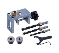 Compact press action wood drill jig aluminum alloy tool for cabinet dowels improves the accuracy of woodworking projects. Precise drilling assistant for multiple timber