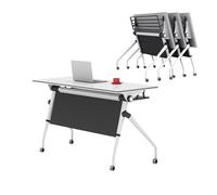 Compact Quick-Folding Meeting Desk Flip-Top Conference Table with Lockable Casters Modular Training Table for Office & Classroom Use Space-Saving Design
