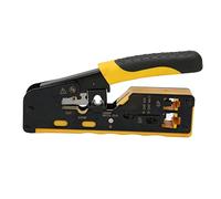 Compact Ratcheting Modular Data Cable Crimper/Wire Stripper/Wire Cutter, CAT6, CAT5, CAT3, Flat Satin Voice Cable 6P 8P Multifunctional Wire Stripper