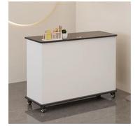 Compact Reception Desk on Wheels, Solid Wood Panel, Thickened Drawers with Lock, Rounded Corner Design, Storage Cabinets, Ideal for Office & Retail Use