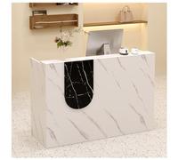 Compact Reception Desk with Double Thick Top Lockable Drawer Silent Three Stage Sliding Rails Cable Management Holes Ideal for Office Spaces