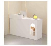 Compact Reception Desk with Lockable Drawer, Stylish Retail Counter for Small Spaces, Ideal for Beauty Salons (D-1, R-39.3x19.6x41.3in)