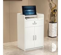 Compact Reception Desk with Lockable Drawers for Home, Office and Salon