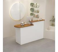 Compact Reception Desk with Wooden Counter Space-Saving Cash Register Solution for Small Businesses and Commercial Centers Perfect for Efficient Customer Service